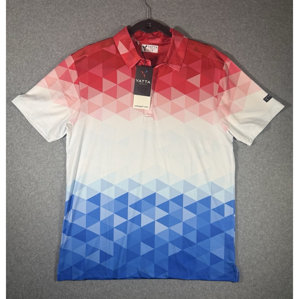 YATTA GOLF RED WHITE AND BLUE GOLF SHIRT SZ SMALL NWT